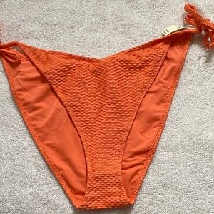 aerie Orange Textured Tie-Side Bikini Bottoms